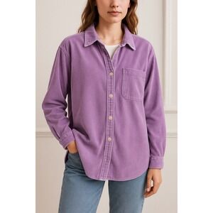 NWOT Sunshine & Rodeos Purple Corduroy Oversized Shirt‎ Shacket Size 2XL Pockets